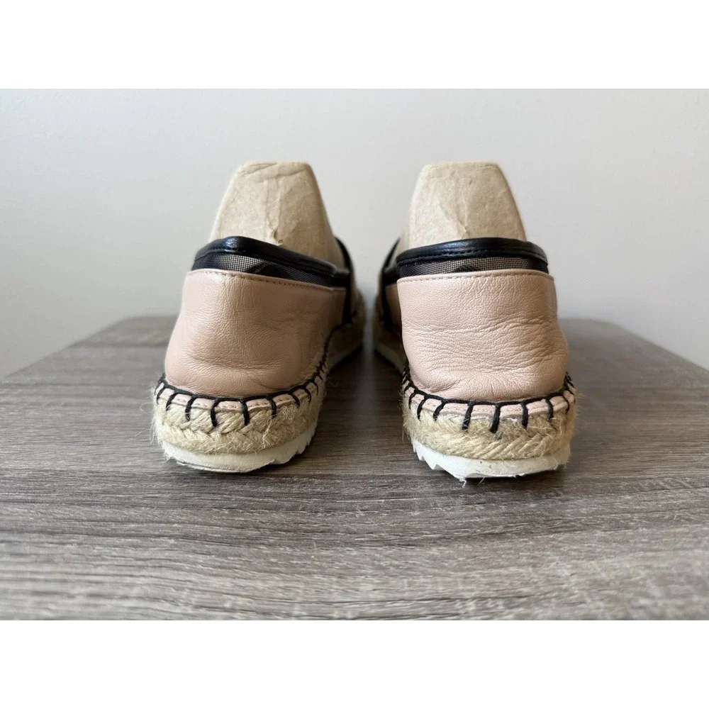 Karl Lagerfeld Alaine‎ Leather Espadrilles Slip On Comfort Shoes Pink/Beige Sz 8